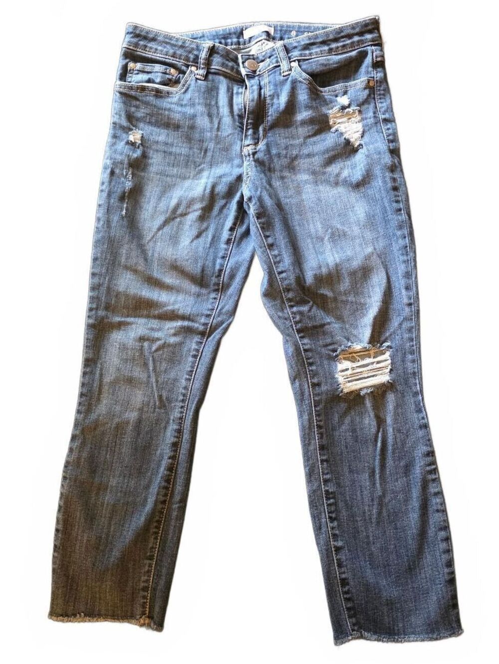 LC Lauren Conrad Skinny Capri Jeans 8 Distressed Knee Frayed